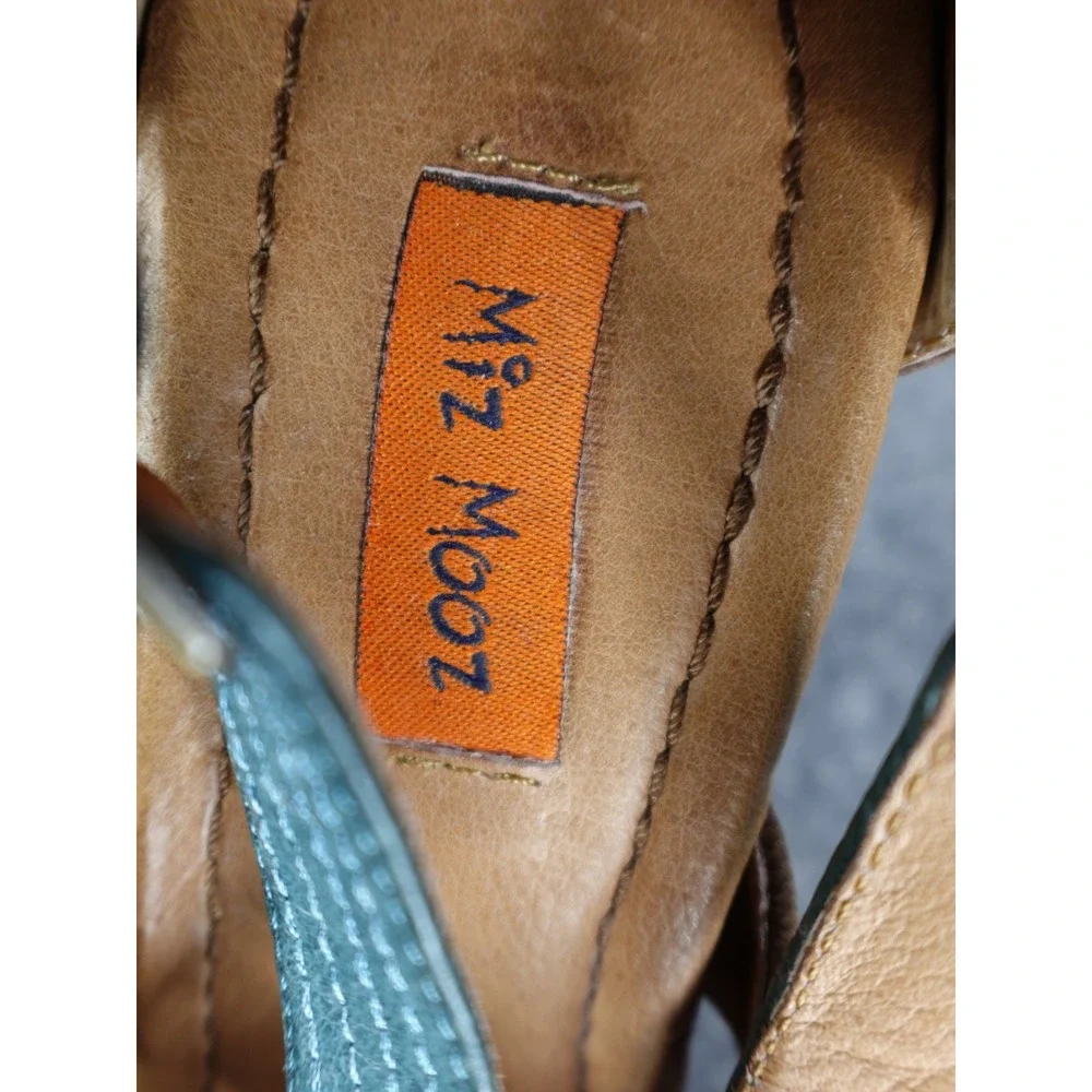Miz Mooz Petra Soho Retro Mary Jane Blue/Brown Leather Womens Heel Shoes Size 10